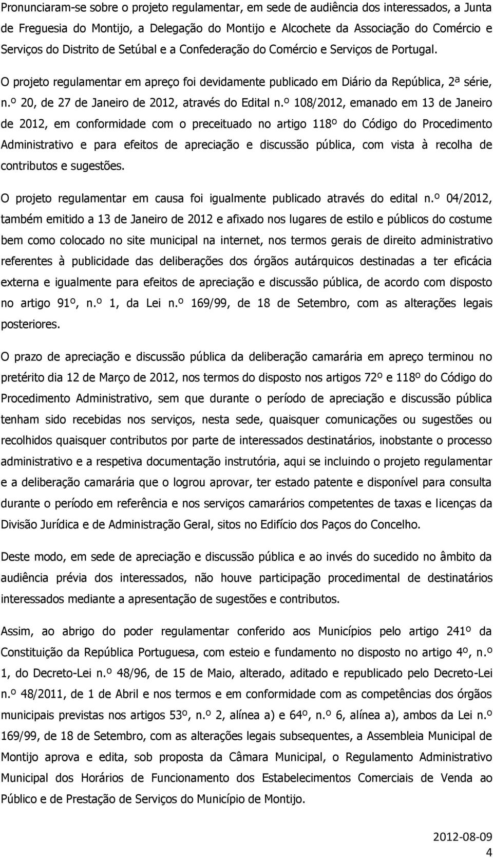 º 20, de 27 de Janeiro de 2012, através do Edital n.