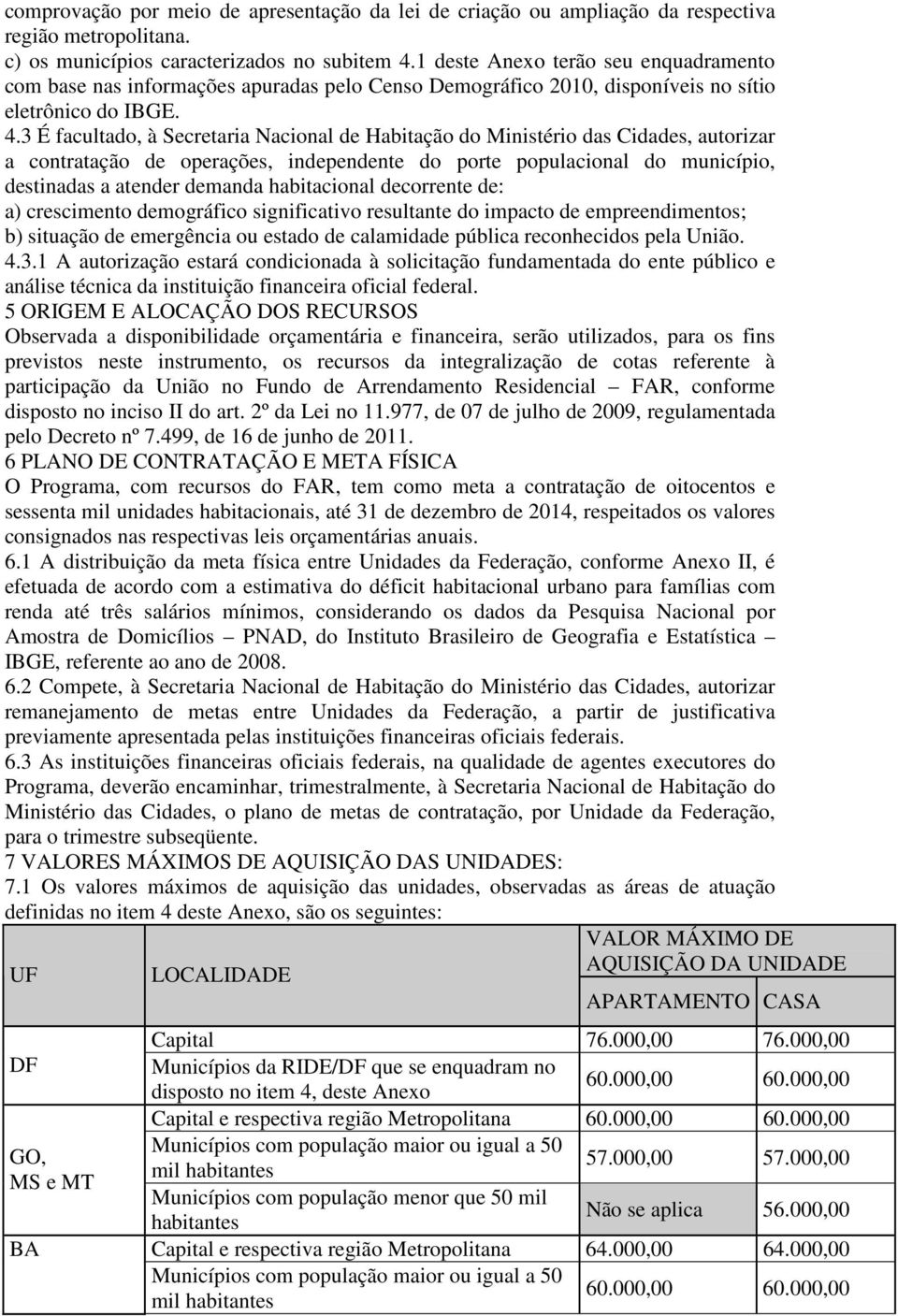 3 É facultado, à Secretaria Nacional de Habitação do Ministério das Cidades, autorizar a contratação de operações, independente do porte populacional do município, destinadas a atender demanda