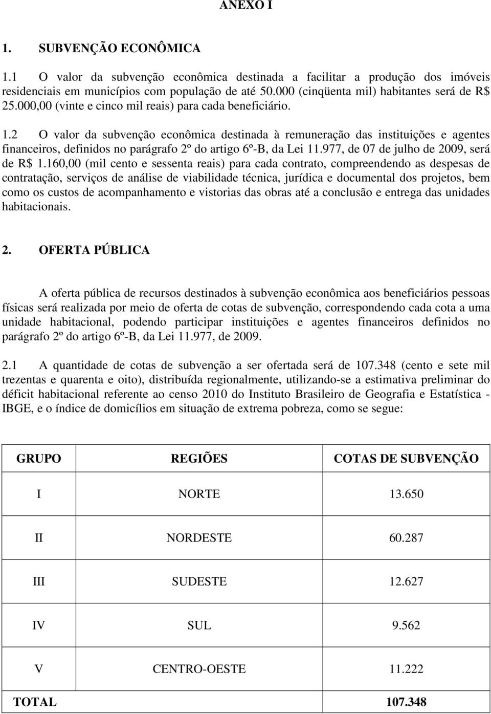 2 O valor da subvenção econômica destinada à remuneração das instituições e agentes financeiros, definidos no parágrafo 2º do artigo 6º-B, da Lei 11.977, de 07 de julho de 2009, será de R$ 1.