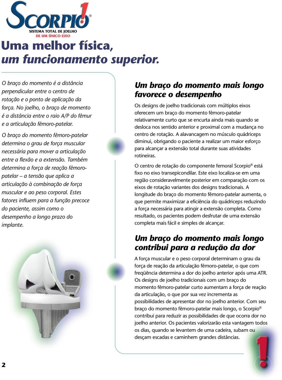 O braço do momento fêmoro-patelar determina o grau de força muscular necessária para mover a articulação entre a flexão e a extensão.