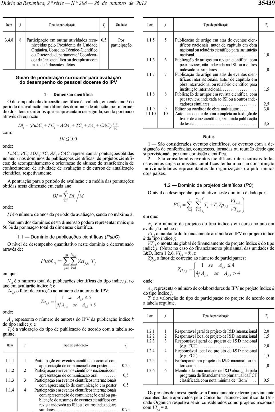 8 8 Participação em outras atividades reconhecidas pelo Presidente da Unidade Orgânica, Conselho Técnico -Científico ou Diretor de departamento/ Coordenador de área científica ou disciplinar com mais