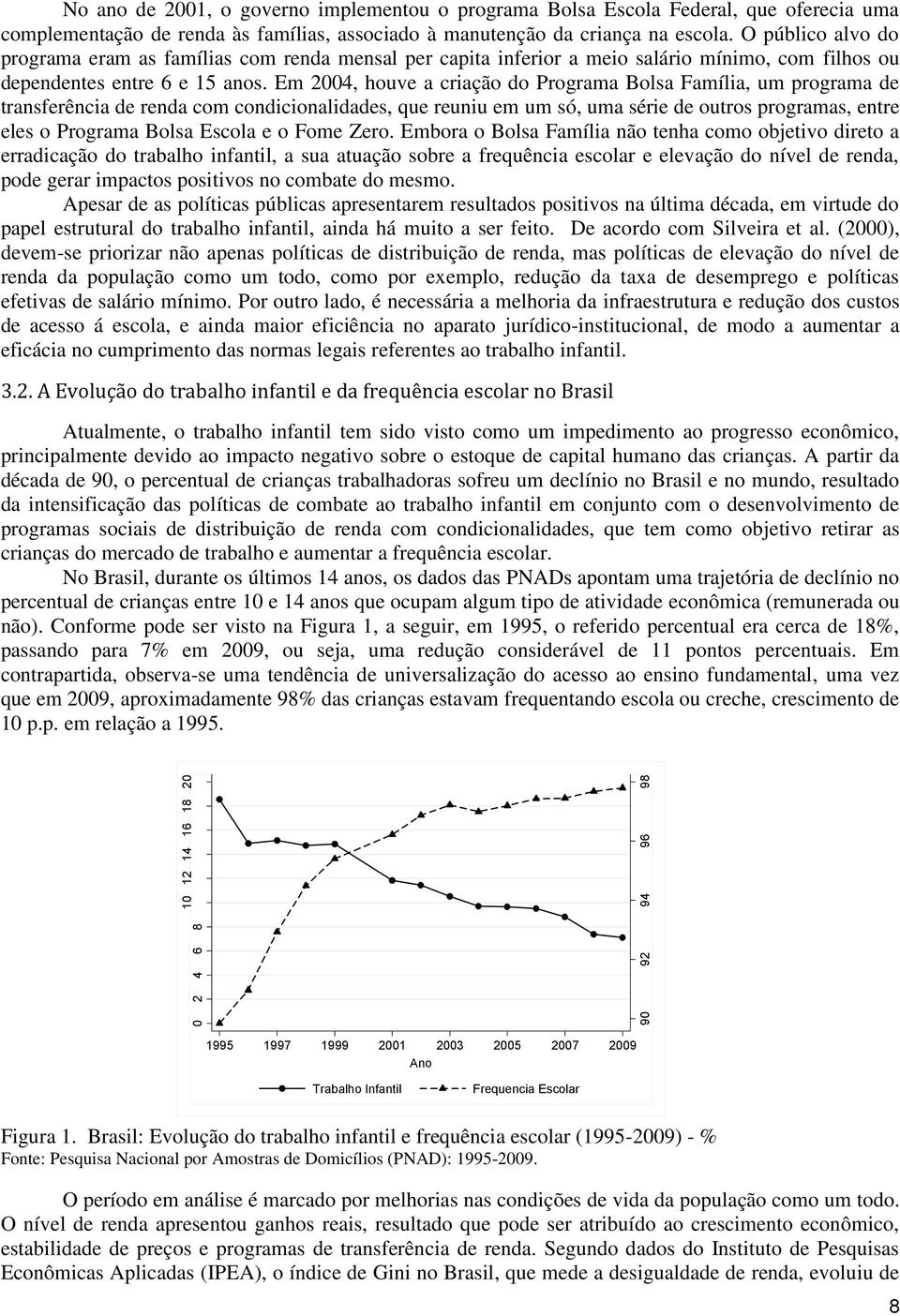 Em 2004, houve a criação do Programa Bolsa Família, um programa de transferência de renda com condicionalidades, que reuniu em um só, uma série de outros programas, entre eles o Programa Bolsa Escola