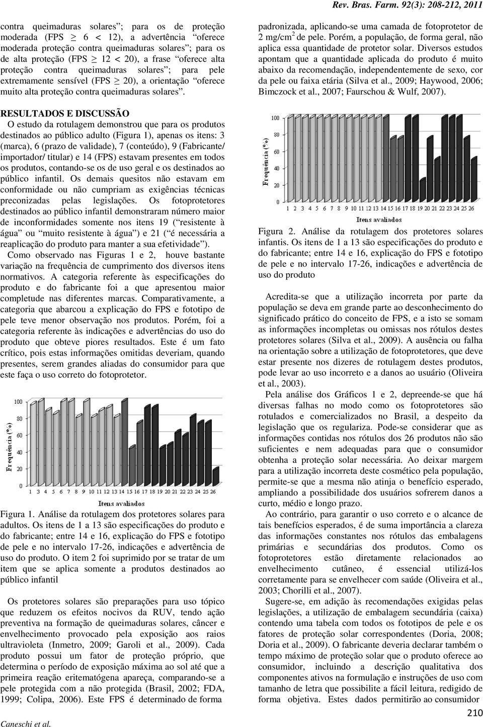 RESULTADOS E DISCUSSÃO O estudo da rotulagem demonstrou que para os produtos destinados ao público adulto (Figura 1), apenas os itens: 3 (marca), 6 (prazo de validade), 7 (conteúdo), 9 (Fabricante/