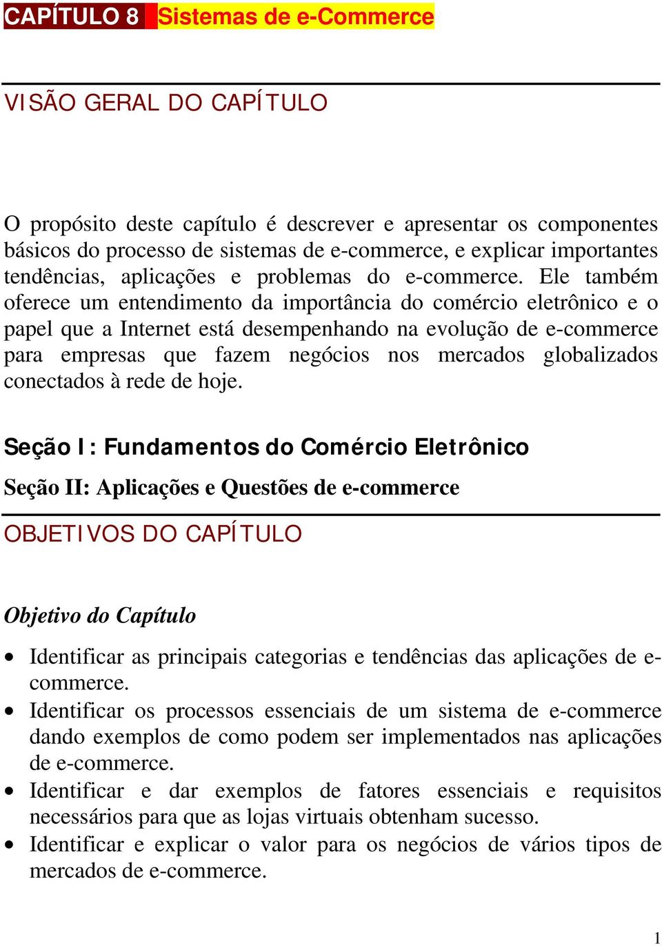 aplicações e problemas do e-commerce.