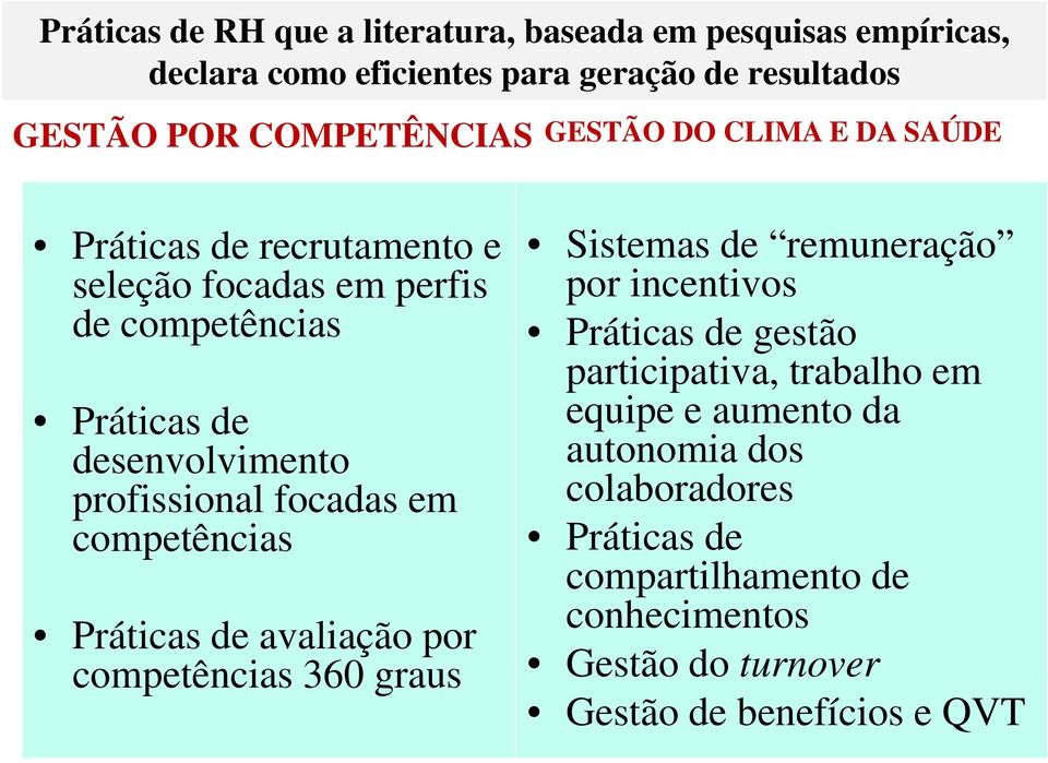 de Práticas de gestão participativa, trabalho em Práticas de equipe e aumento da desenvolvimento autonomia dos profissional focadas