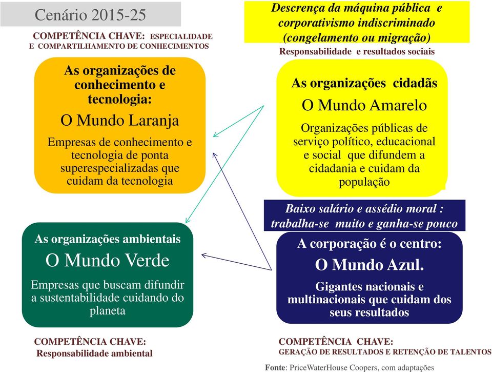 indiscriminado (congelamento ou migração) COMPETÊNCIA CHAVE: Responsabilidade e resultados sociais As organizações cidadãs O Mundo Amarelo Organizações públicas de serviço político, educacional e