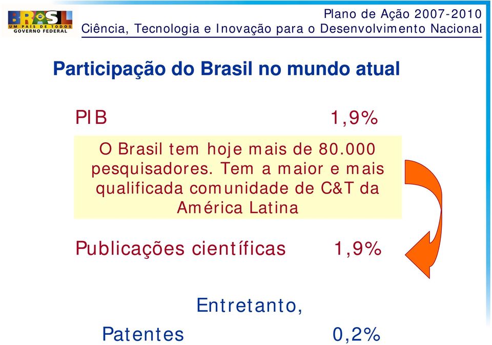 Tem a maior e mais qualificada comunidade de C&T da