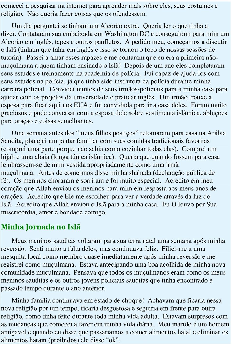 A pedido meu, começamos a discutir o Islã (tinham que falar em inglês e isso se tornou o foco de nossas sessões de tutoria).