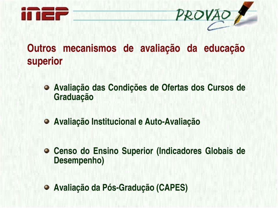 valiação Institucional e uto-valiação Censo do Ensino