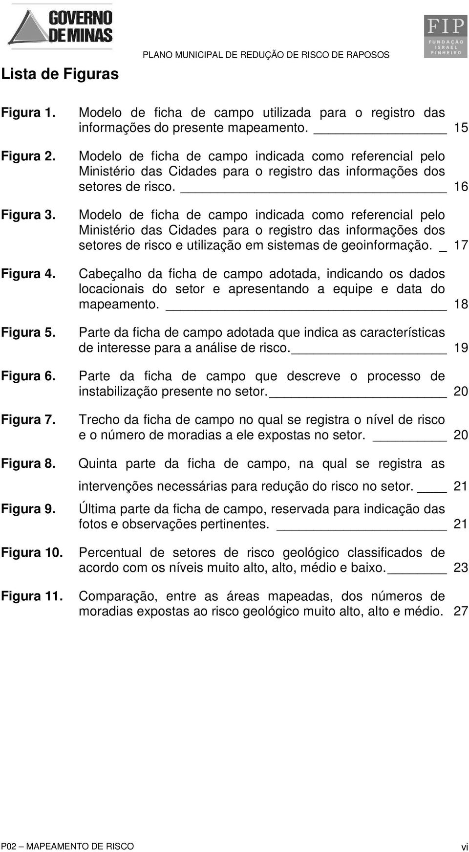 15 Modelo de ficha de campo indicada como referencial pelo Ministério das Cidades para o registro das informações dos setores de risco.