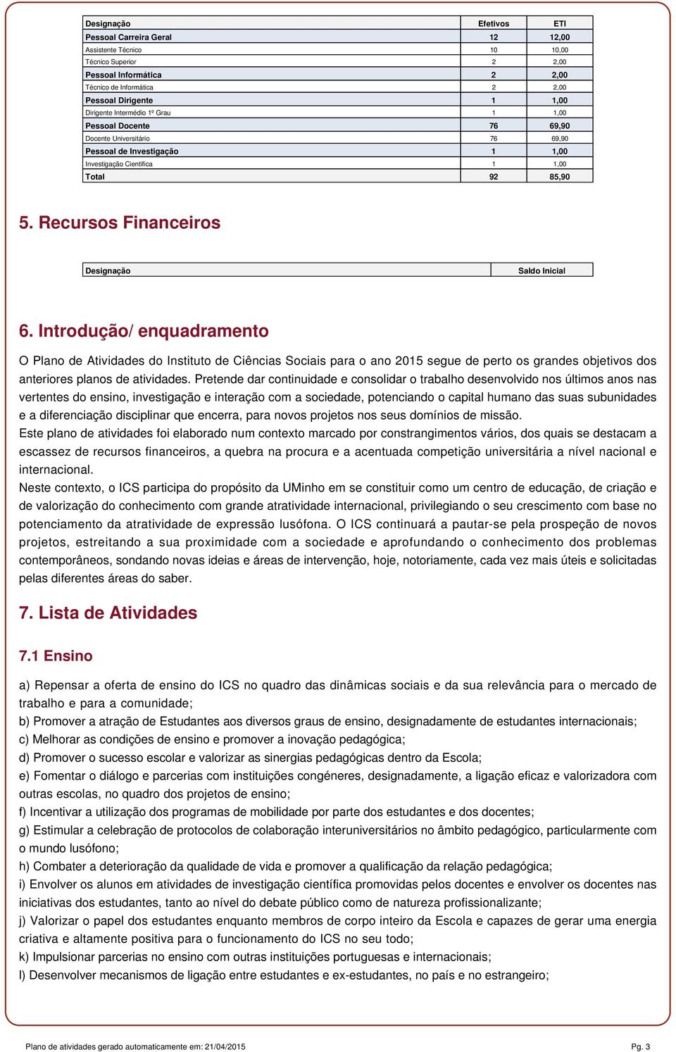 Recursos Financeiros Designação Saldo Inicial 6.