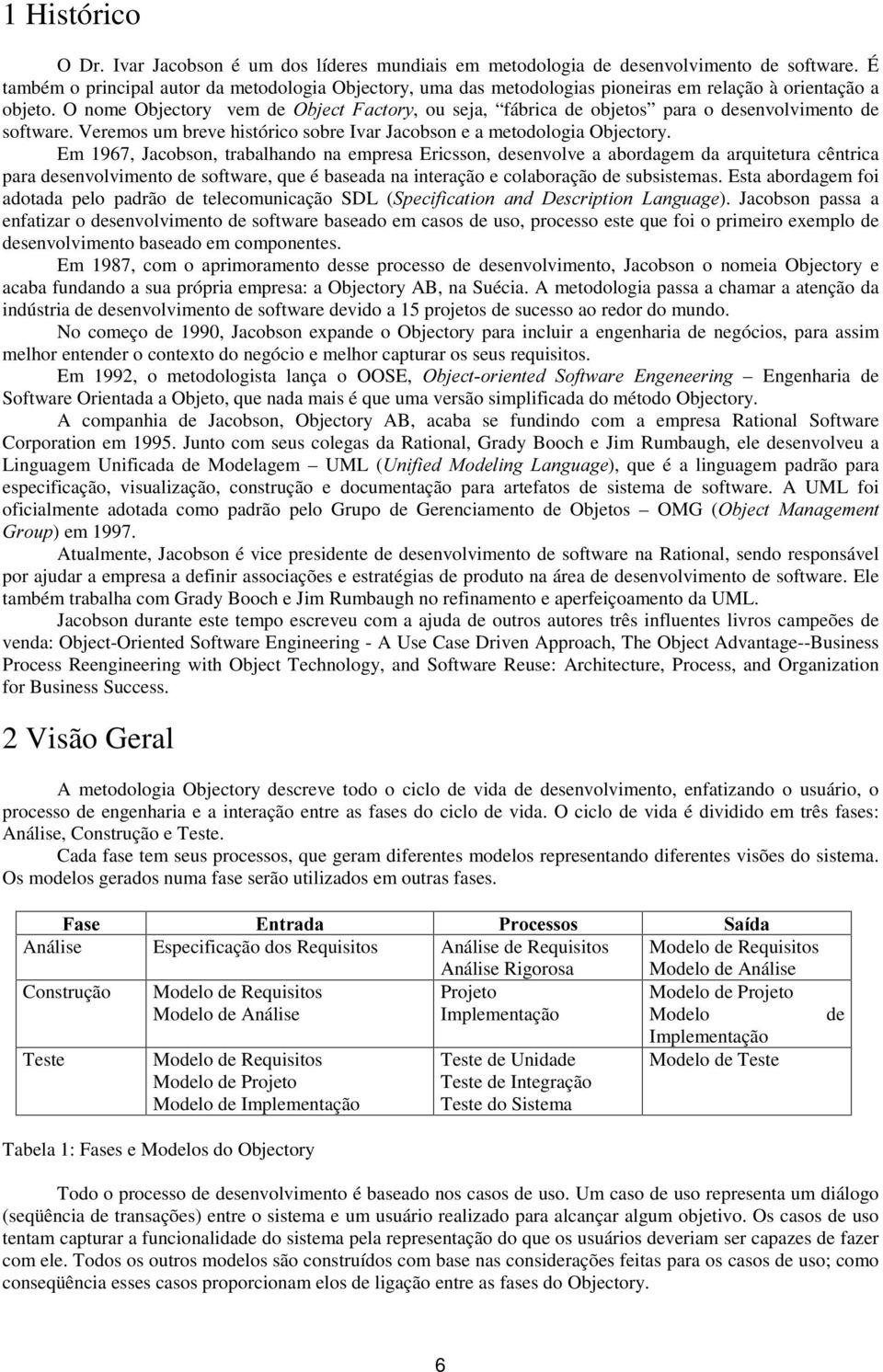 O nome Objectory vem de 2EMHFW )DFWRU\, ou seja, fábrica de objetos para o desenvolvimento de software. Veremos um breve histórico sobre Ivar Jacobson e a metodologia Objectory.