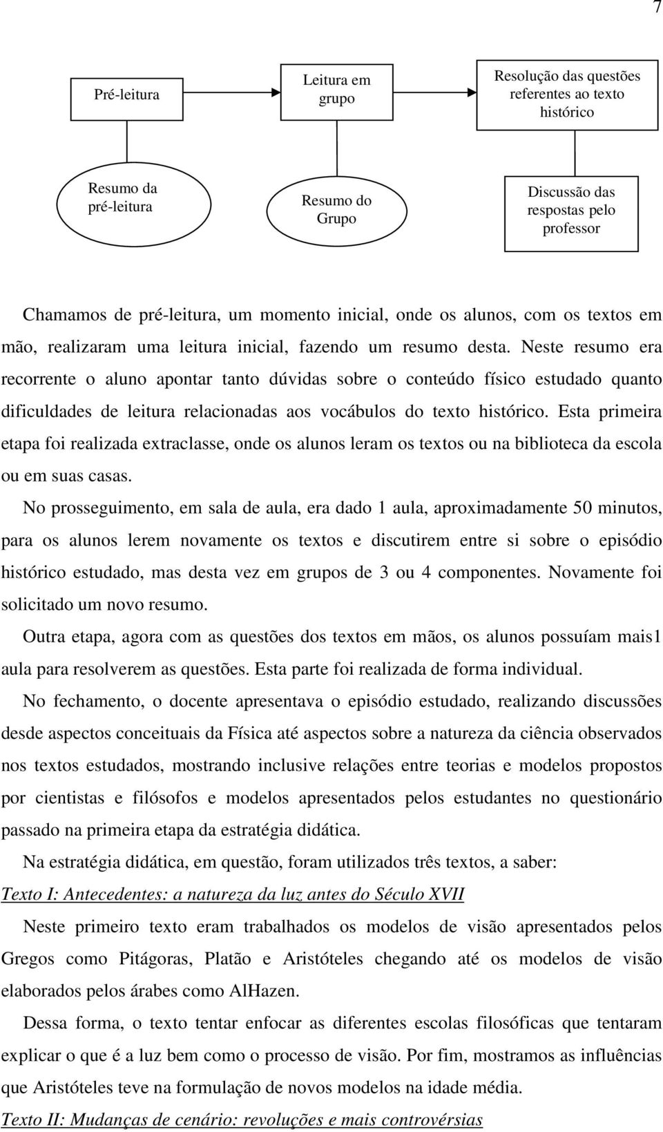 Neste resumo era recorrente o aluno apontar tanto dúvidas sobre o conteúdo físico estudado quanto dificuldades de leitura relacionadas aos vocábulos do texto histórico.