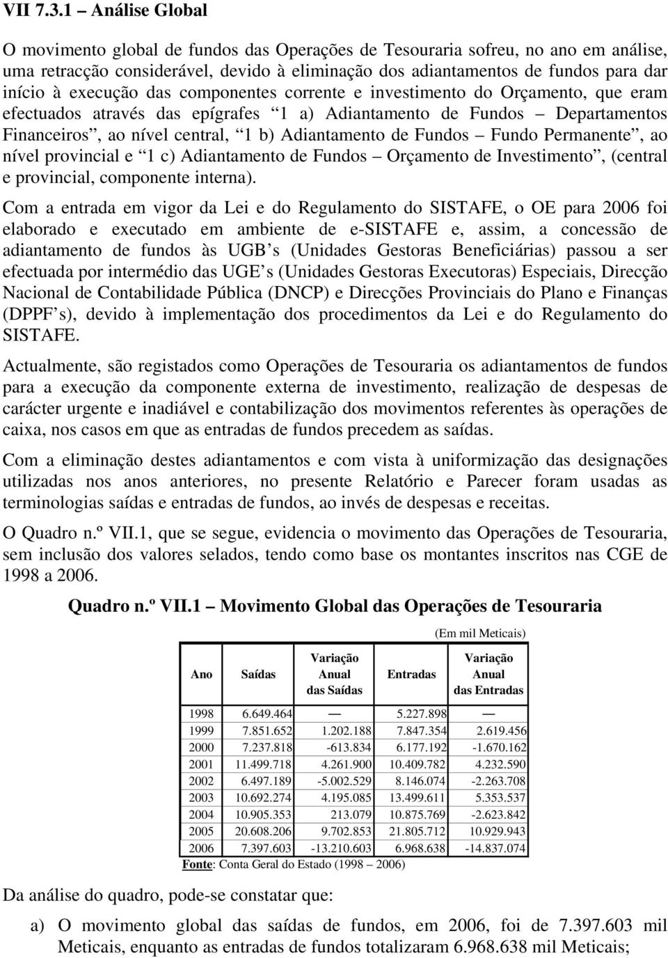 execução das componentes corrente e investimento do Orçamento, que eram efectuados através das epígrafes 1 a) Adiantamento de Fundos Departamentos Financeiros, ao nível central, 1 b) Adiantamento de