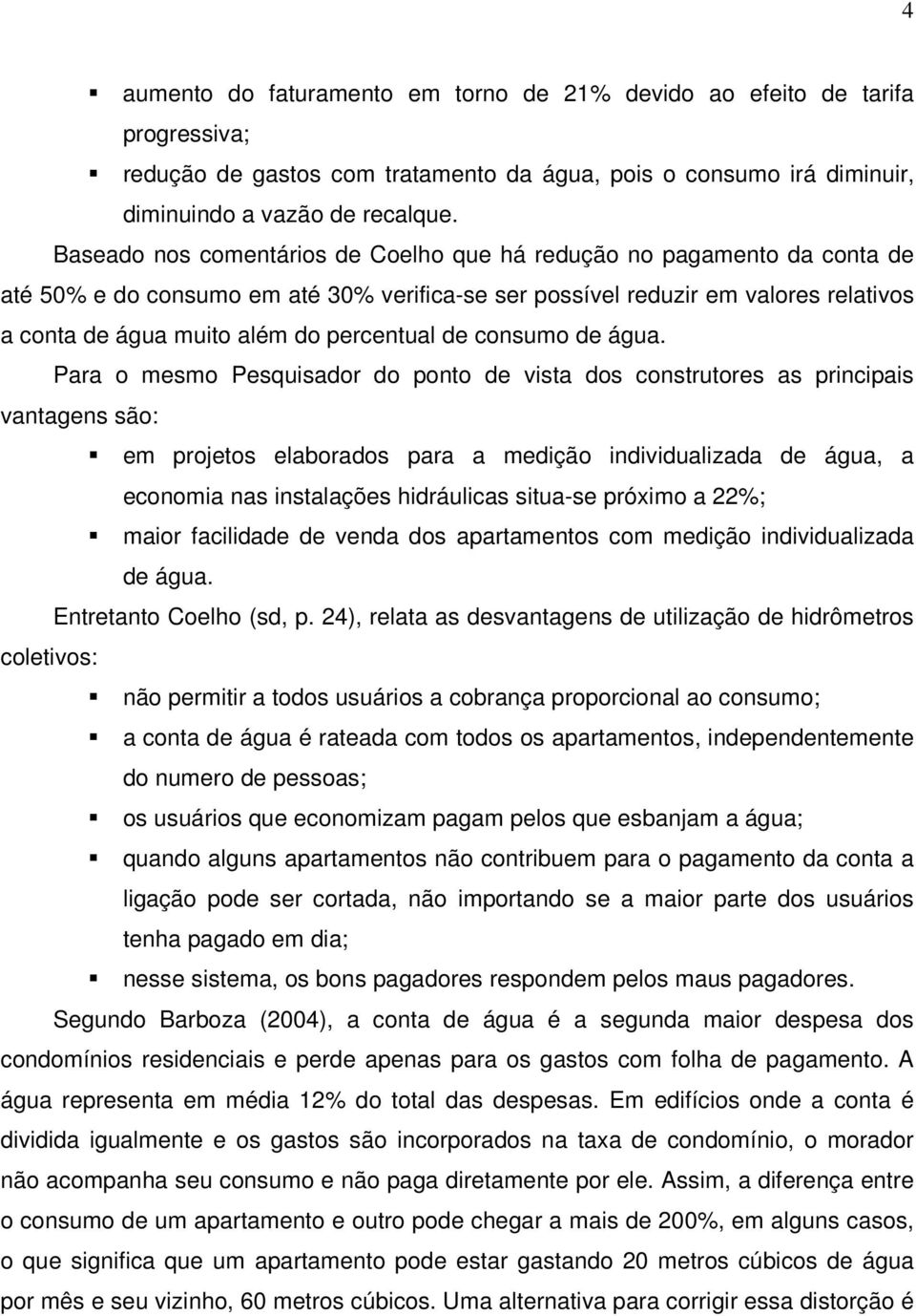 percentual de consumo de água.