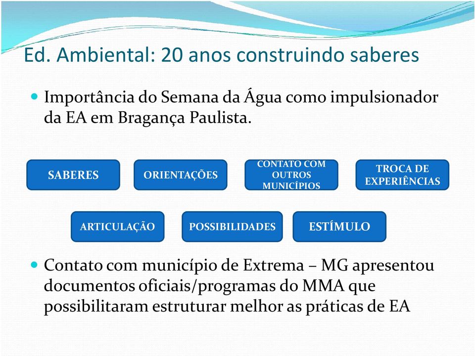 CONTATO COM SABERES ORIENTAÇÕES OUTROS MUNICÍPIOS TROCA DE EXPERIÊNCIAS ARTICULAÇÃO