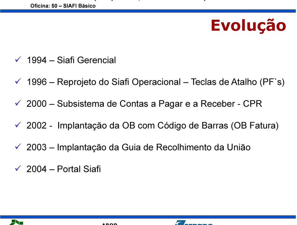 Receber - CPR 2002 - Implantação da OB com Código de Barras (OB