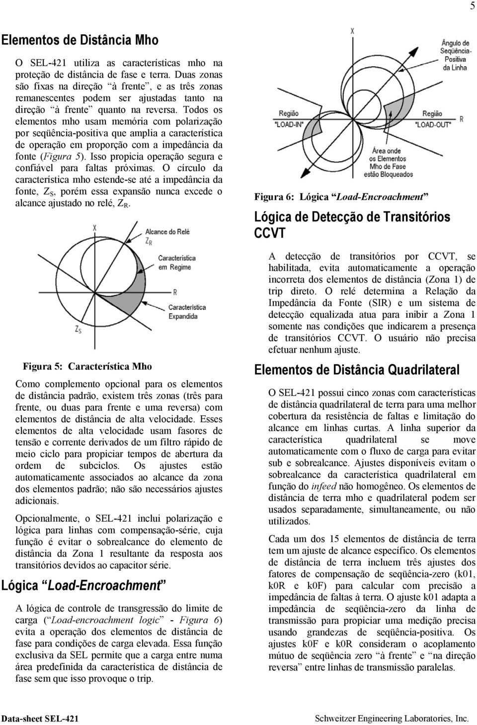 Todos os elementos mho usam memória com polarização por seqüência-positiva que amplia a característica de operação em proporção com a impedância da fonte (Figura 5).