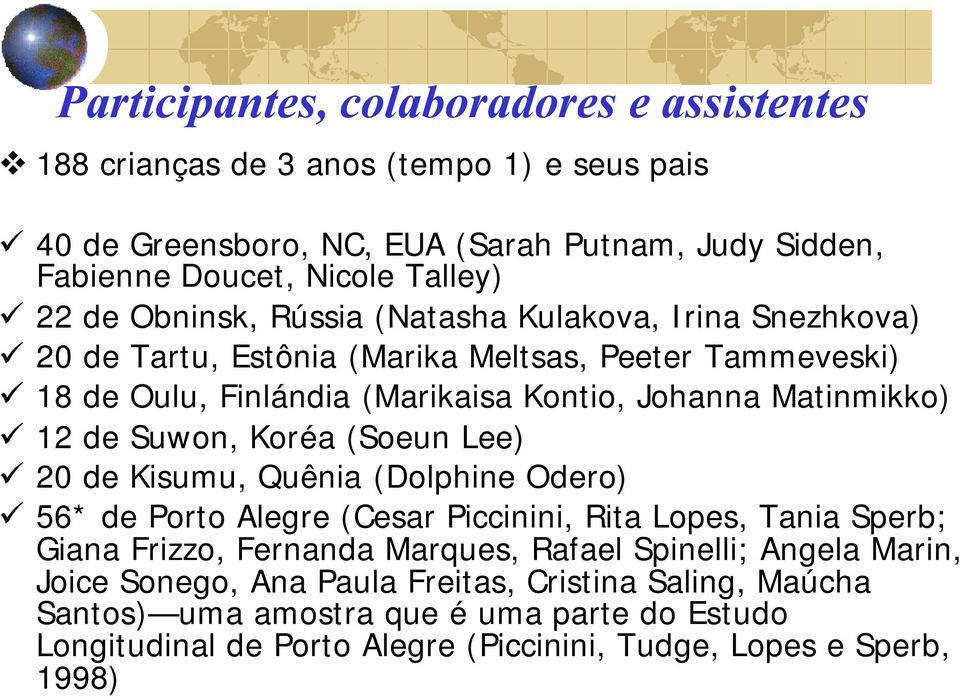 Suwon, Koréa (Soeun Lee) 20 de Kisumu, Quênia (Dolphine Odero) 56* de Porto Alegre (Cesar Piccinini, Rita Lopes, Tania Sperb; Giana Frizzo, Fernanda Marques, Rafael Spinelli;