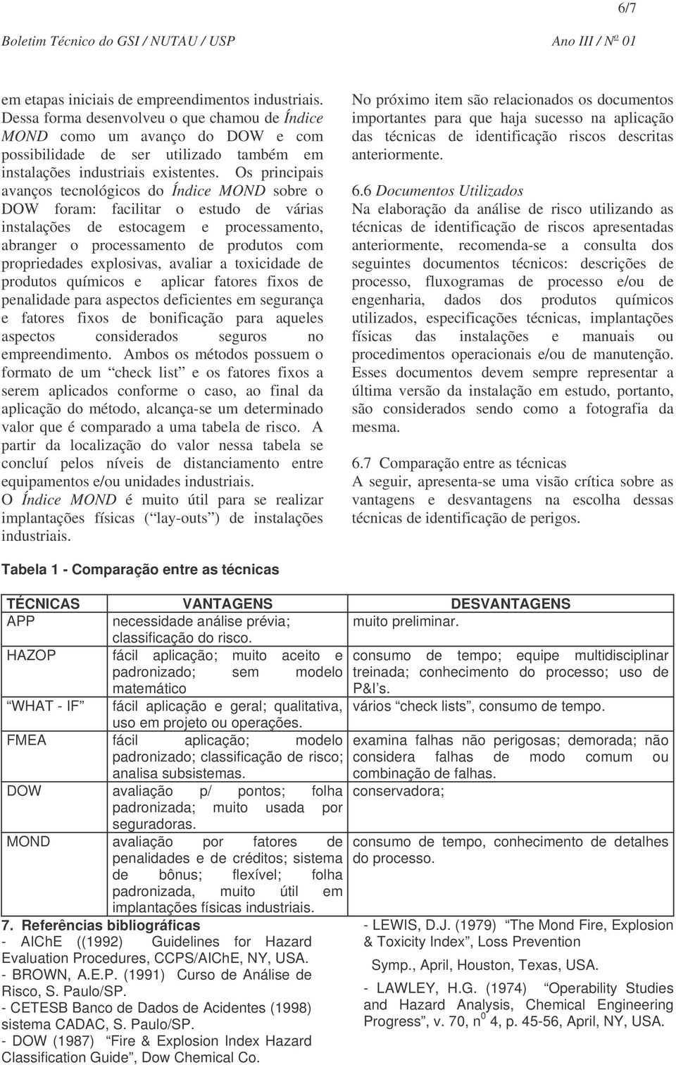 Os principais avanços tecnológicos do Índice MOND sobre o DOW foram: facilitar o estudo de várias instalações de estocagem e processamento, abranger o processamento de produtos com propriedades