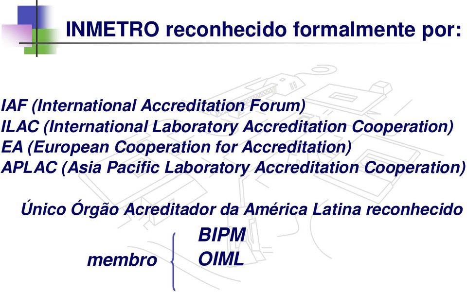 Cooperation for Accreditation) APLAC (Asia Pacific Laboratory Accreditation