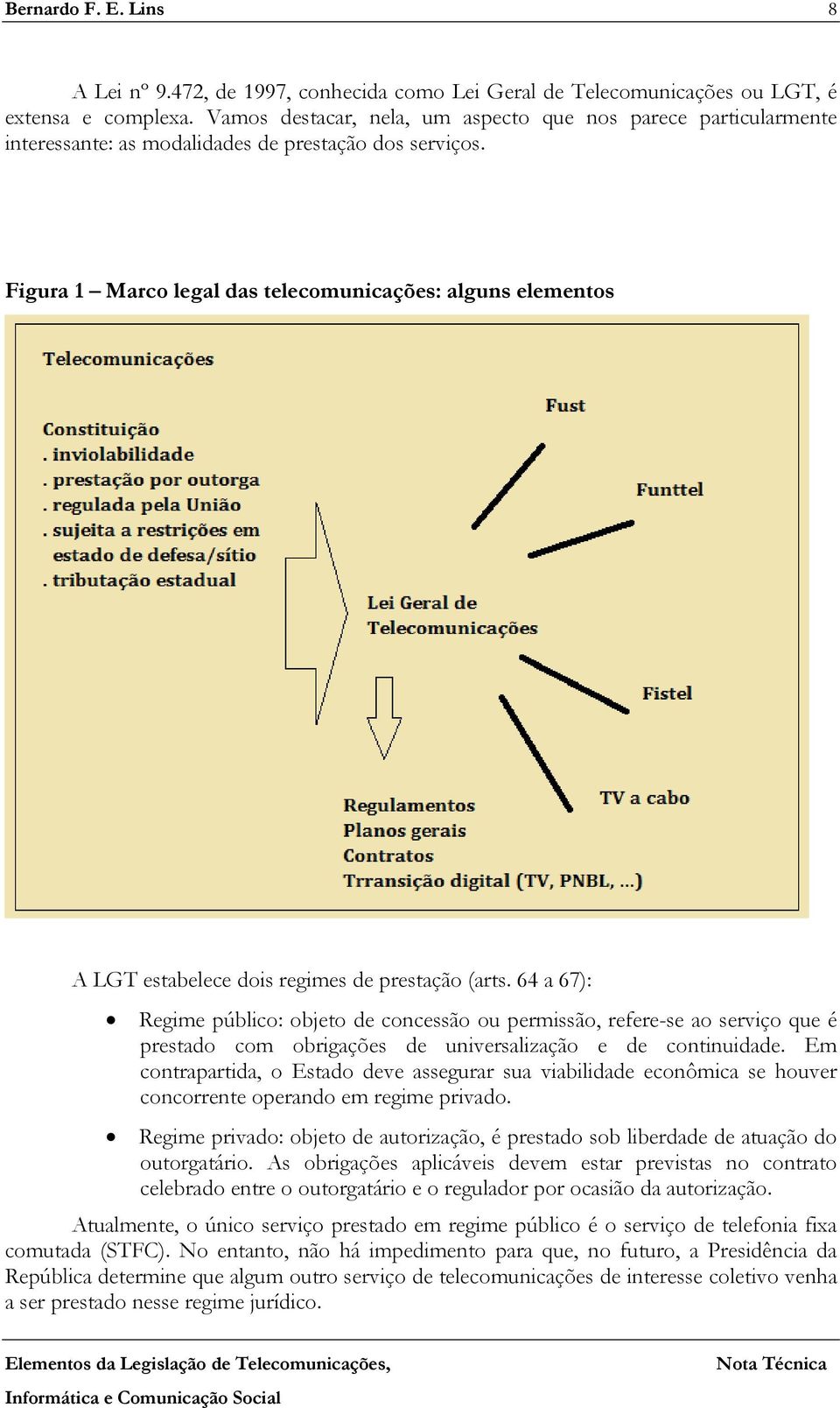 Figura 1 Marco legal das telecomunicações: alguns elementos A LGT estabelece dois regimes de prestação (arts.