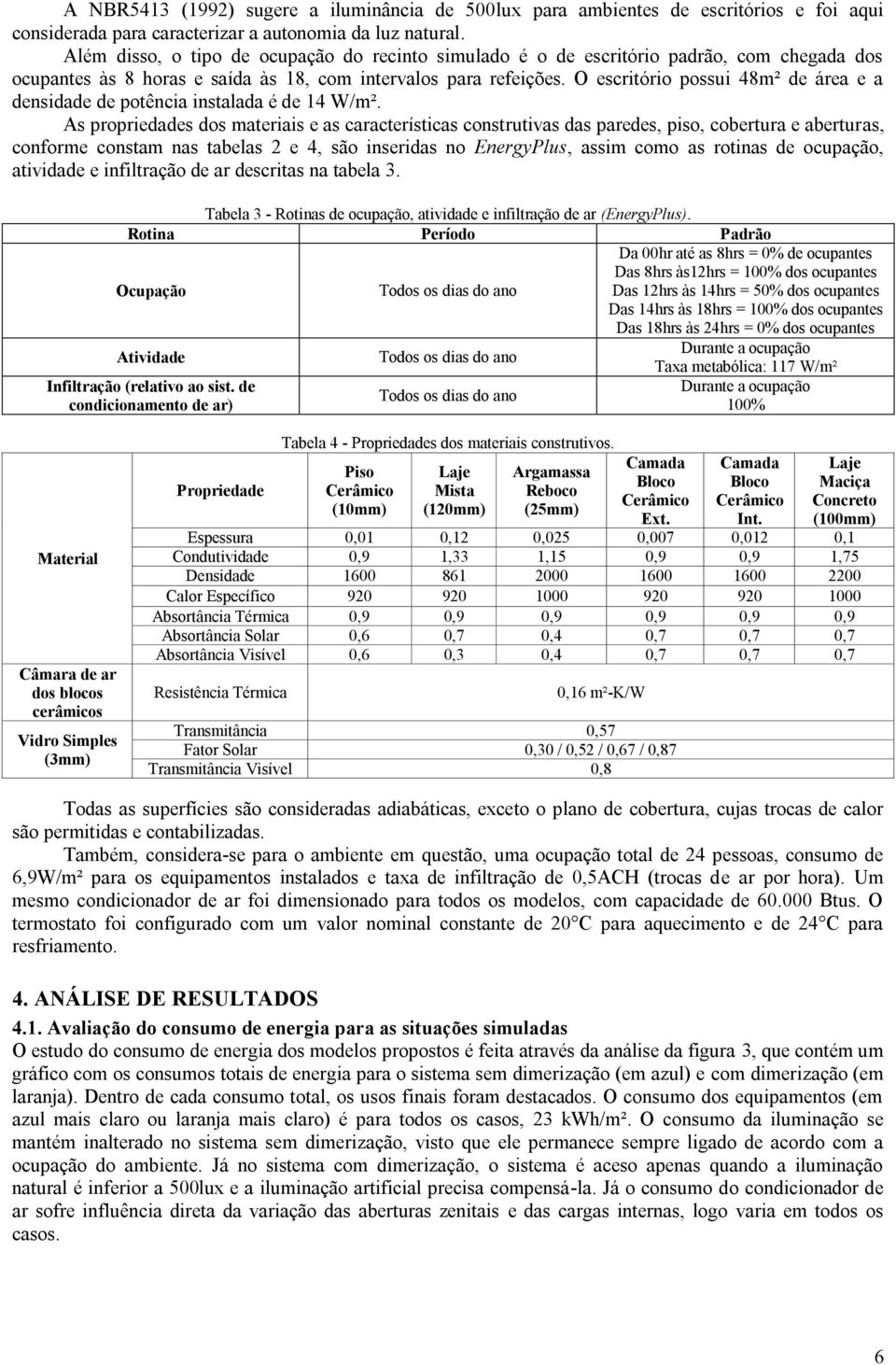 O escritório possui 48m² de área e a densidade de potência instalada é de 14 W/m².