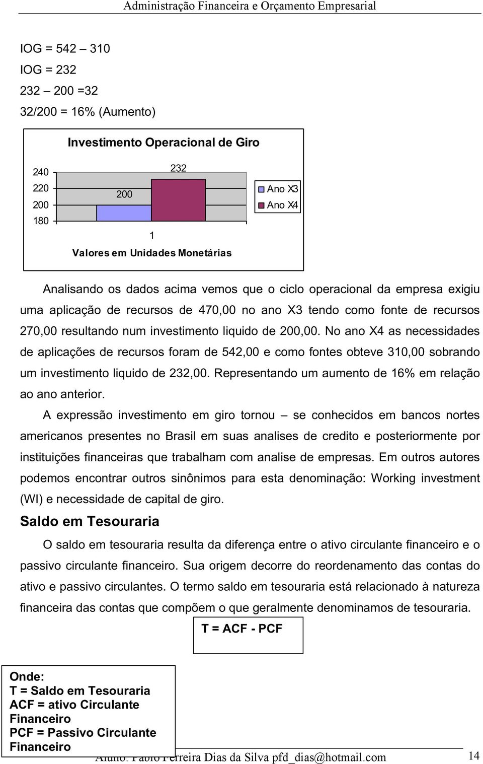 No ano X4 as necessidades de aplicações de recursos foram de 542,00 e como fontes obteve 310,00 sobrando um investimento liquido de 232,00. Representando um aumento de 16% em relação ao ano anterior.