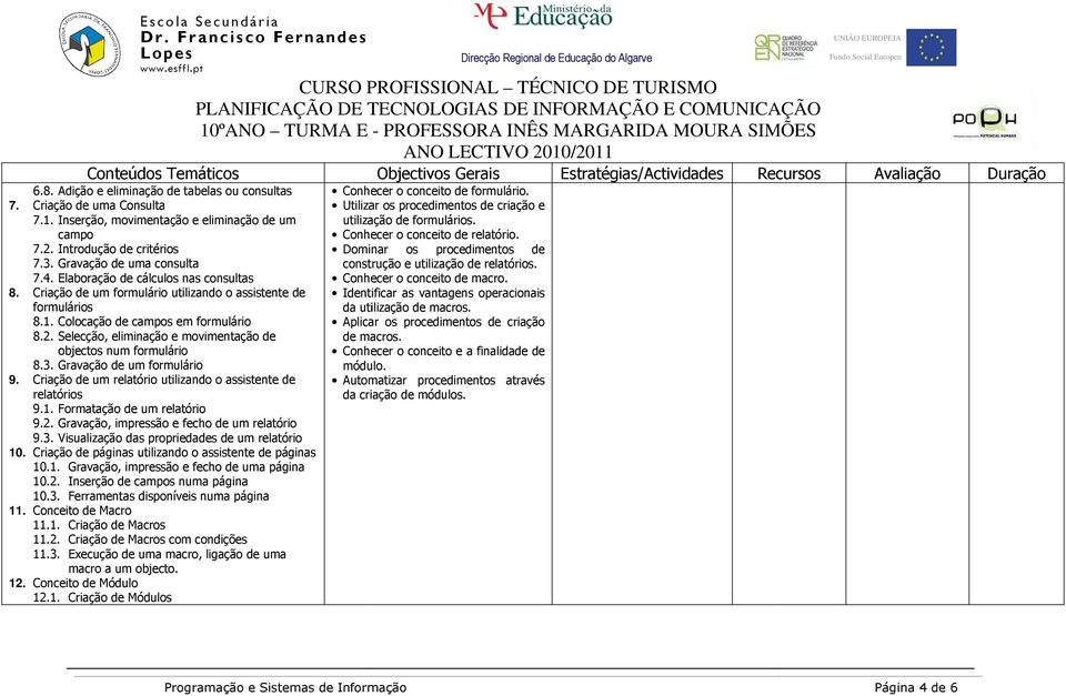 Selecção, eliminação e movimentação de objectos num formulário 8.3. Gravação de um formulário 9. Criação de um relatório utilizando o assistente de relatórios 9.1. Formatação de um relatório 9.2.