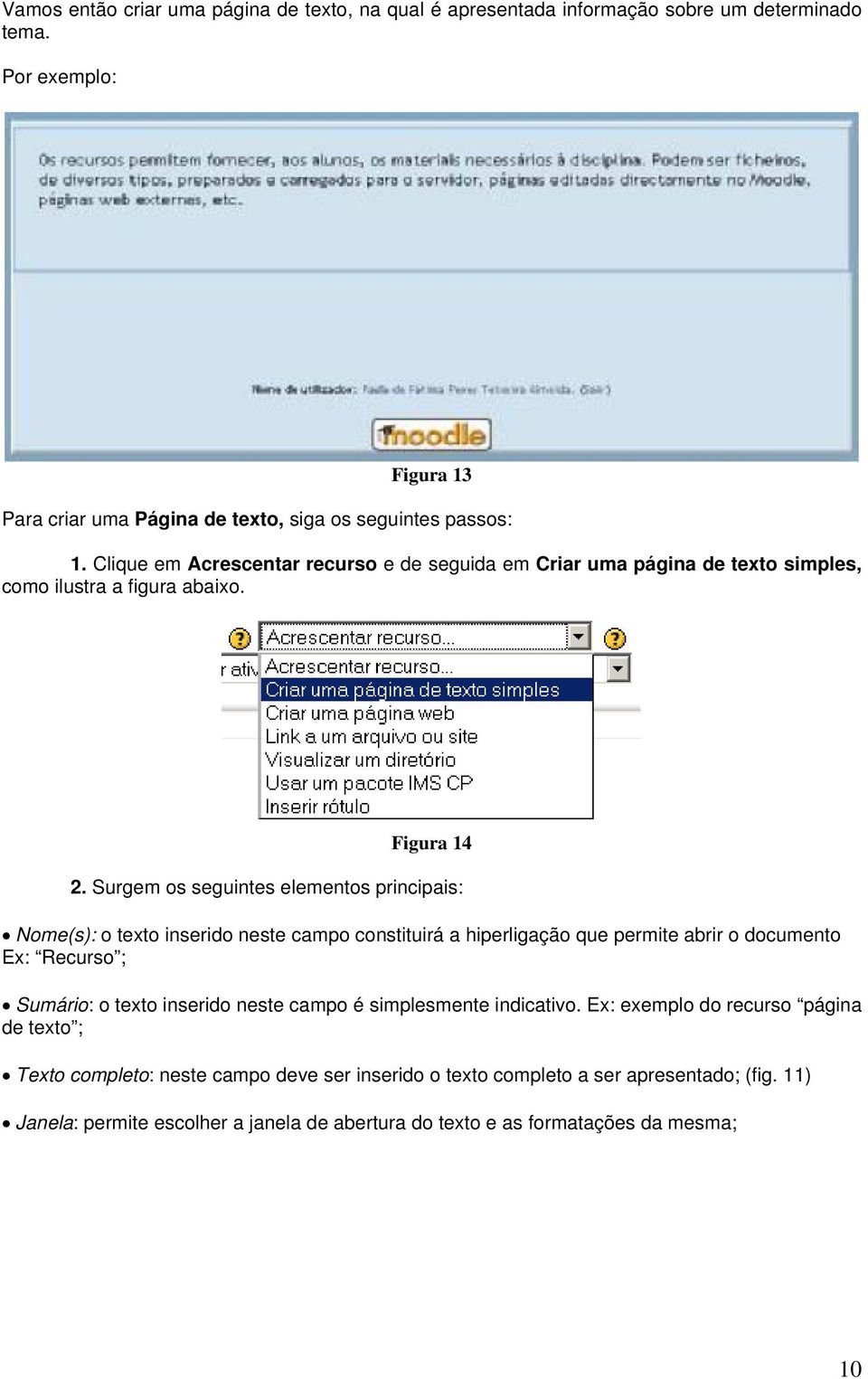 Surgem os seguintes elementos principais: Nome(s): o texto inserido neste campo constituirá a hiperligação que permite abrir o documento Ex: Recurso ; Sumário: o texto inserido neste