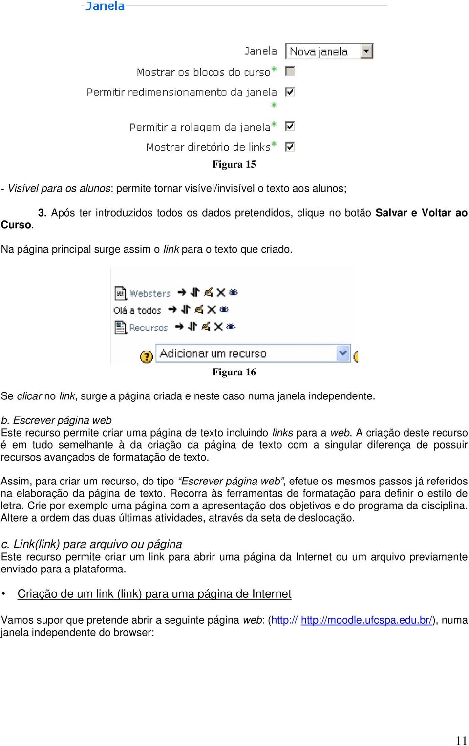 Escrever página web Este recurso permite criar uma página de texto incluindo links para a web.