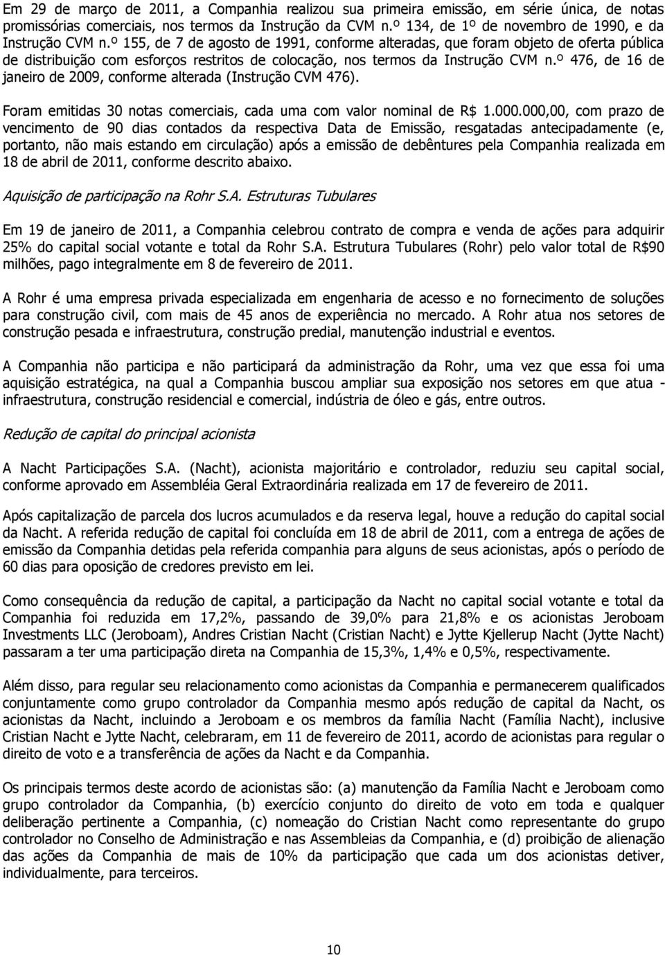 º 155, de 7 de agosto de 1991, conforme alteradas, que foram objeto de oferta pública de distribuição com esforços restritos de colocação, nos termos da Instrução CVM n.