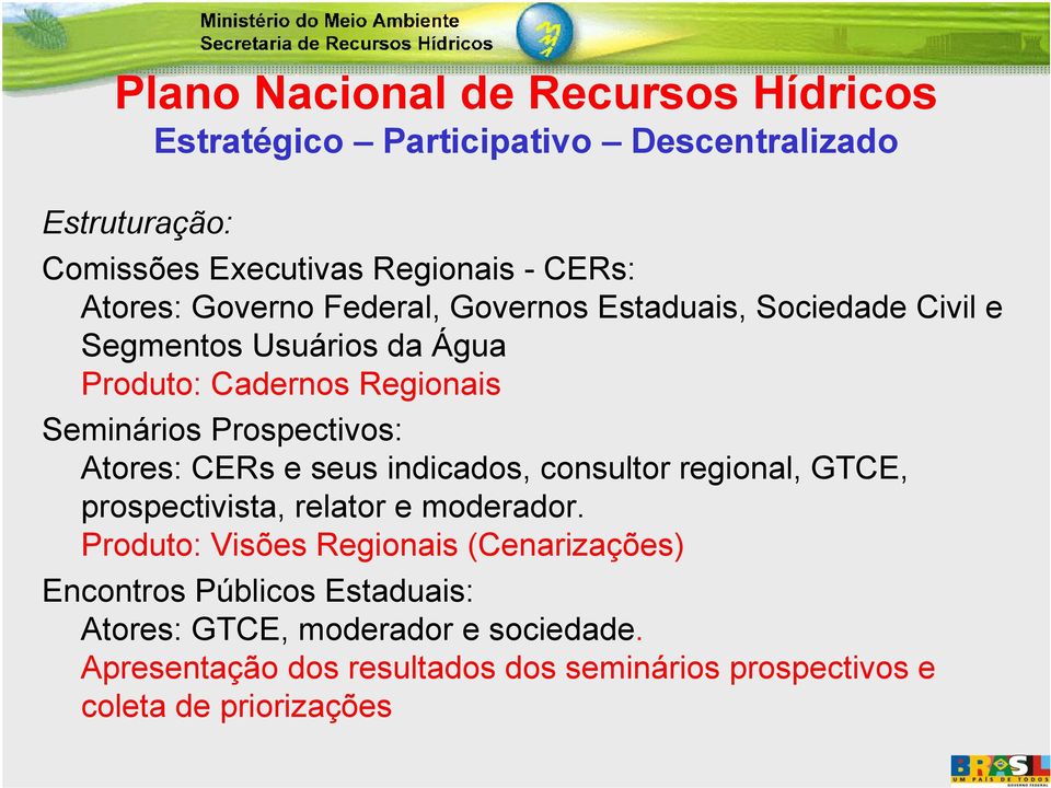 Atores: CERs e seus indicados, consultor regional, GTCE, prospectivista, relator e moderador.