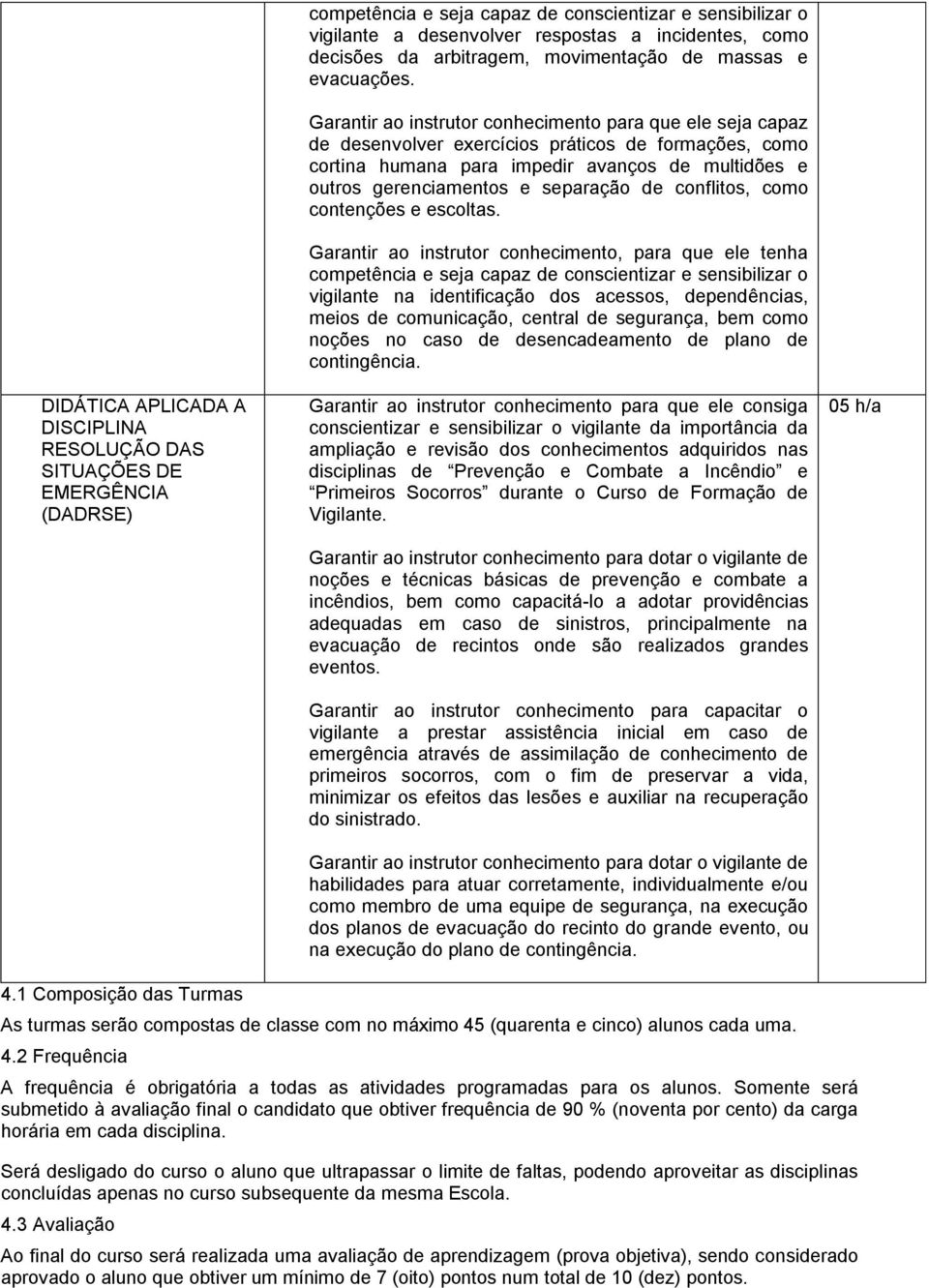 Garantir ao instrutor conhecimento para que ele seja capaz de desenvolver exercícios práticos de formações, como cortina humana para impedir avanços de multidões e outros gerenciamentos e separação