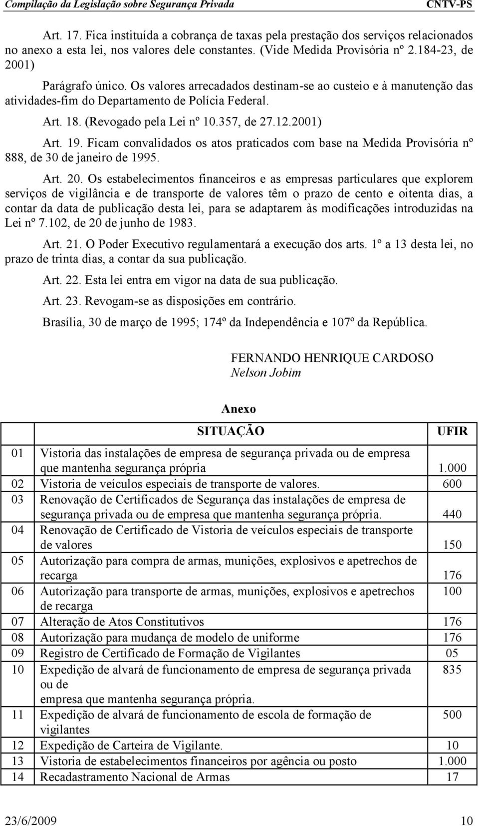 Ficam convalidados os atos praticados com base na Medida Provisória nº 888, de 30 de janeiro de 1995. Art. 20.