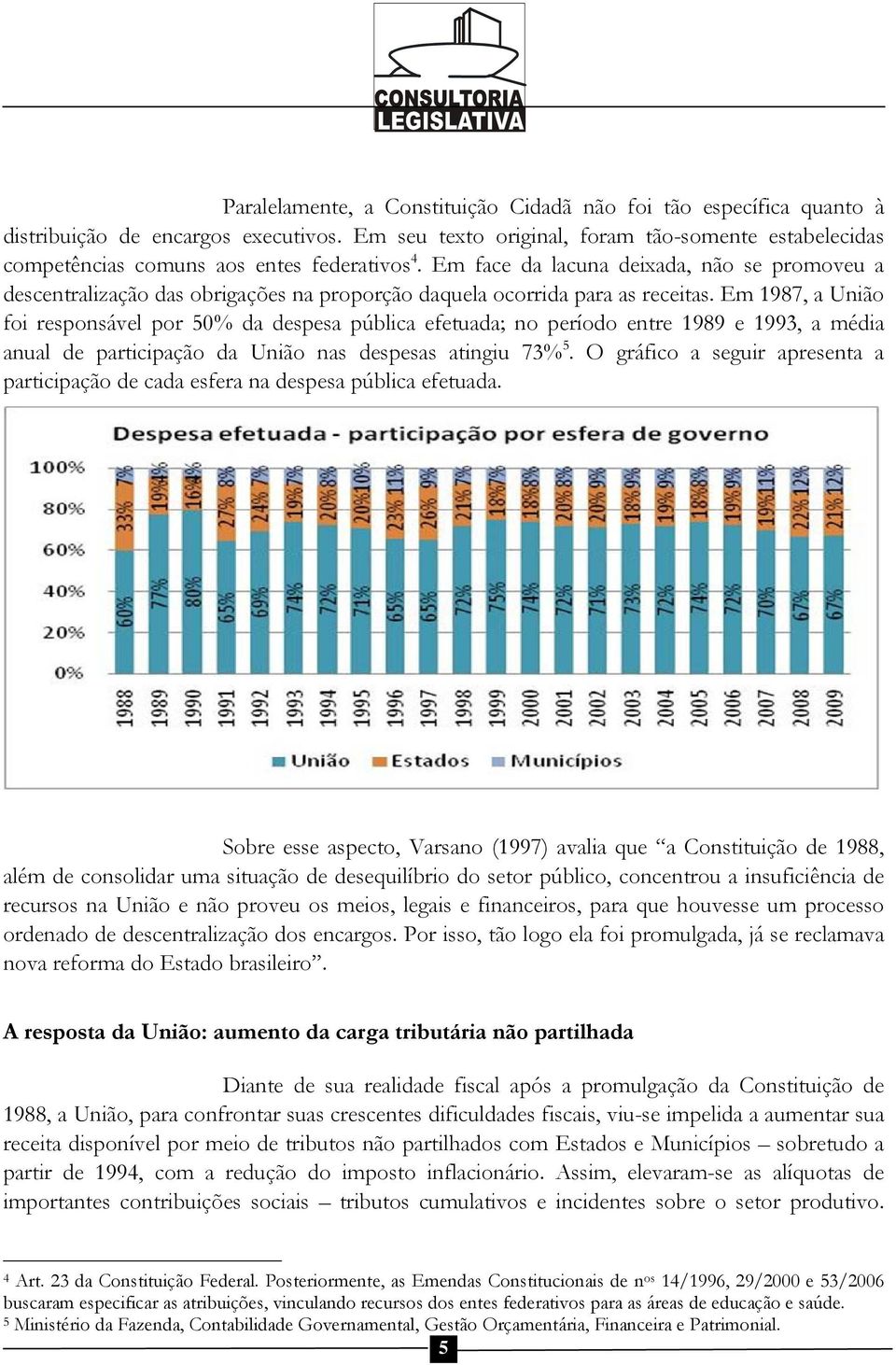 Em face da lacuna deixada, não se promoveu a descentralização das obrigações na proporção daquela ocorrida para as receitas.