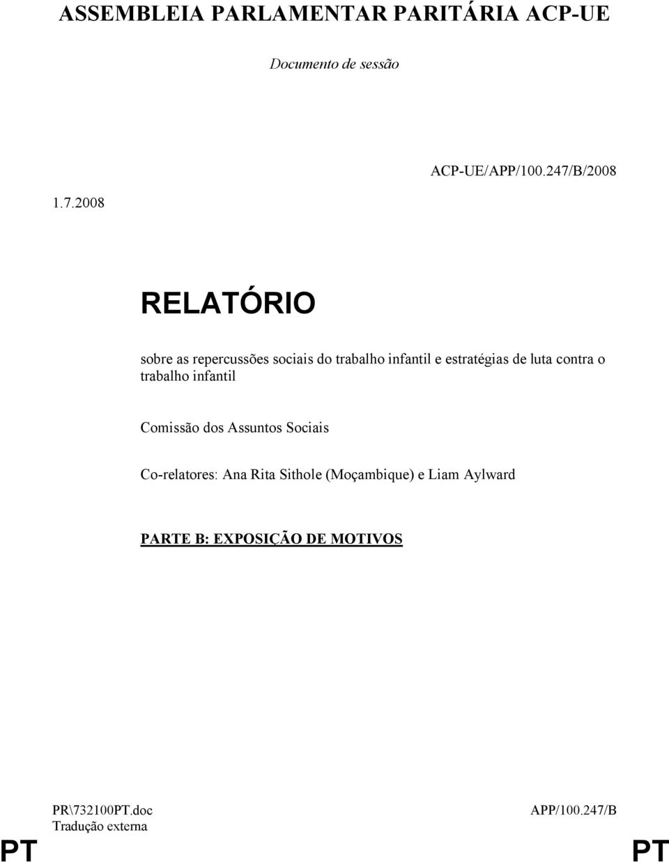 estratégias de luta contra o trabalho infantil Comissão dos Assuntos Sociais