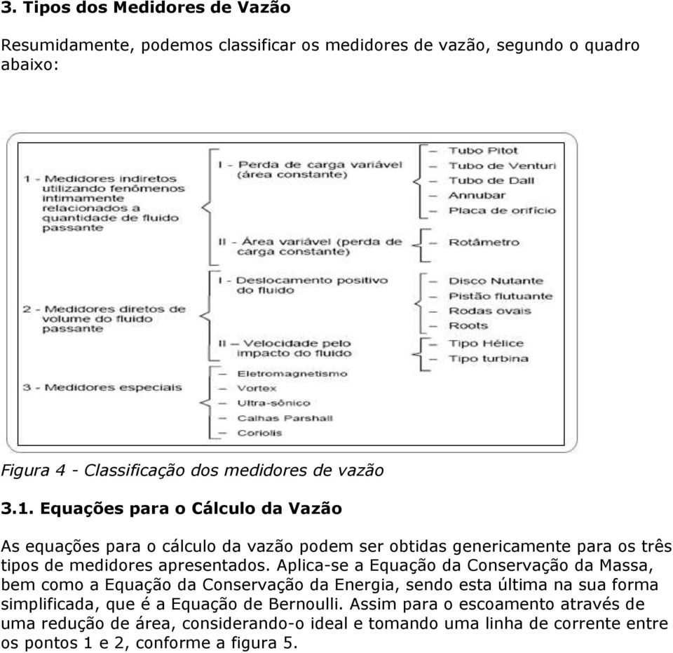 Aplica-se a Equação da Conservação da Massa, bem como a Equação da Conservação da Energia, sendo esta última na sua forma simplificada, que é a Equação de