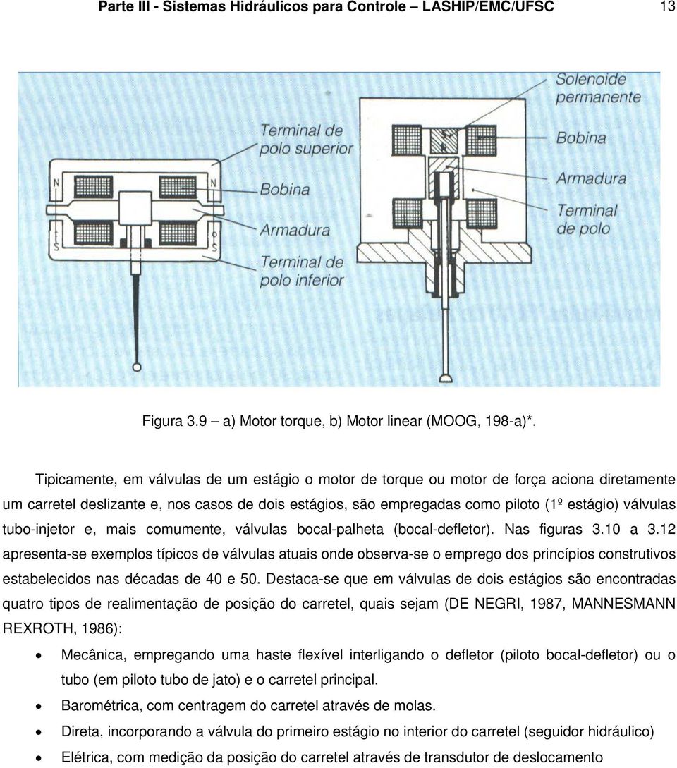 tubo-injetor e, mais comumente, válvulas bocal-palheta (bocal-defletor). Nas figuras 3.0 a 3.