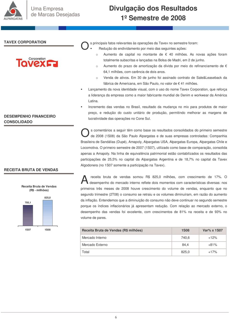 o umento do prazo de amortização da dívida por meio do refinanciamento de 64,1 milhões, com carência de dois anos. o Venda de ativos.