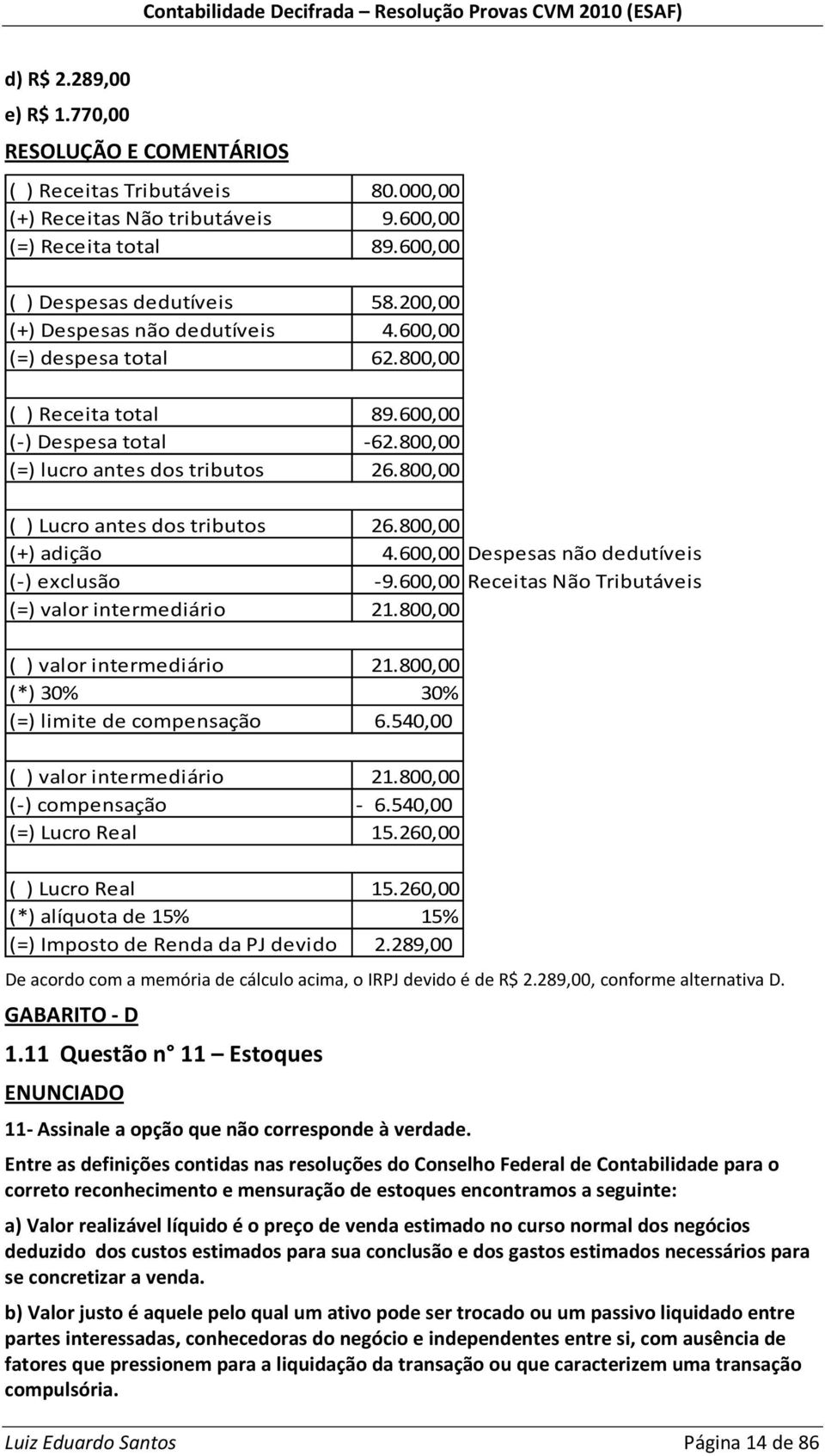 600,00 Despesas não dedutíveis (-) exclusão -9.600,00 Receitas Não Tributáveis (=) valor intermediário 21.800,00 ( ) valor intermediário 21.800,00 (*) 30% 30% (=) limite de compensação 6.