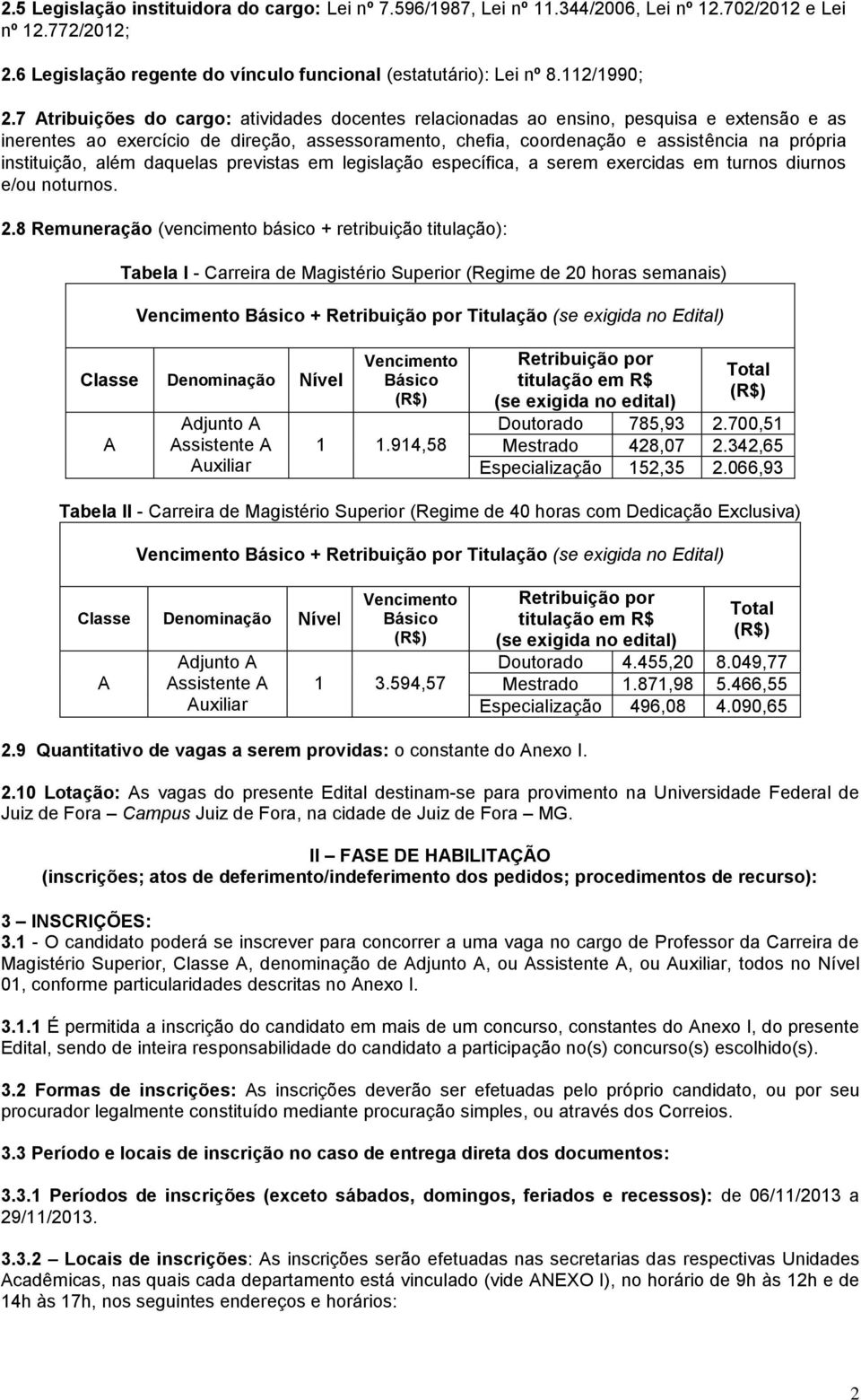 instituição, além daquelas previstas em legislação específica, a serem exercidas em turnos diurnos e/ou noturnos. 2.