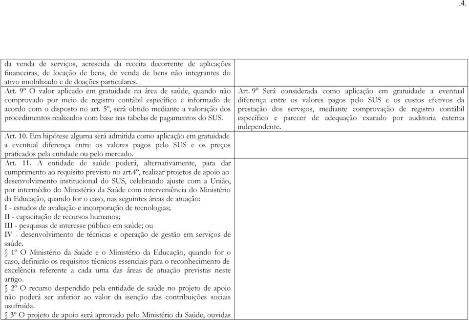 5º, será obtido mediante a valoração dos procedimentos realizados com base nas tabelas de pagamentos do SUS. Art. 10.