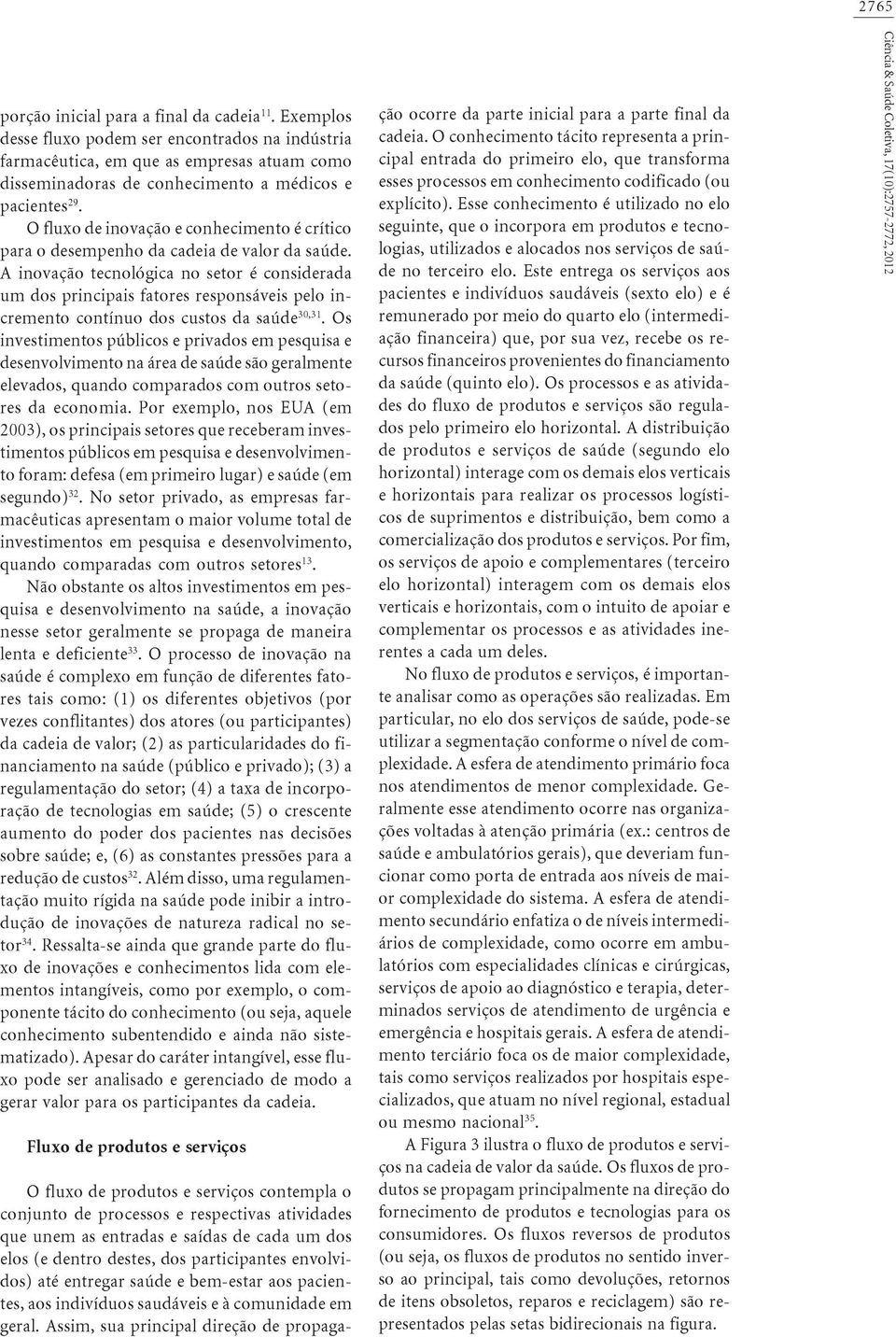 O fluxo de inovação e conhecimento é crítico para o desempenho da cadeia de valor da saúde.