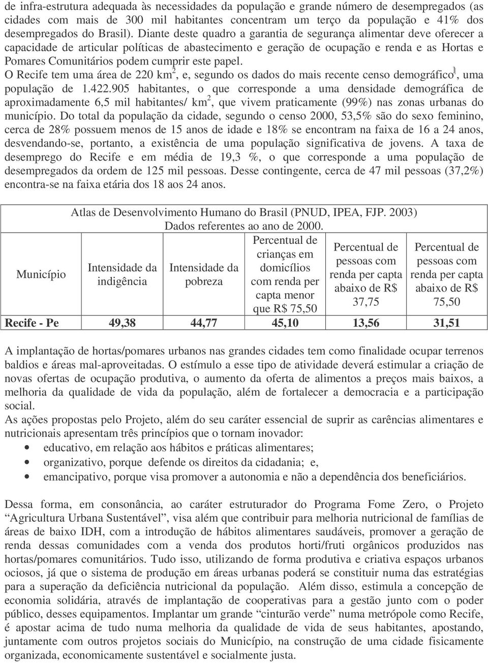 Diante deste quadro a garantia de segurança alimentar deve oferecer a capacidade de articular políticas de abastecimento e geração de ocupação e renda e as Hortas e Pomares Comunitários podem cumprir