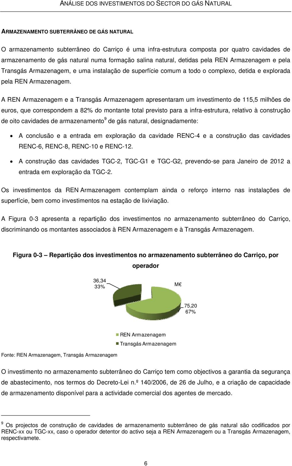 A REN Armazenagem e a Transgás Armazenagem apresentaram um investimento de 115,5 milhões de euros, que correspondem a 82% do montante total previsto para a infra-estrutura, relativo à construção de