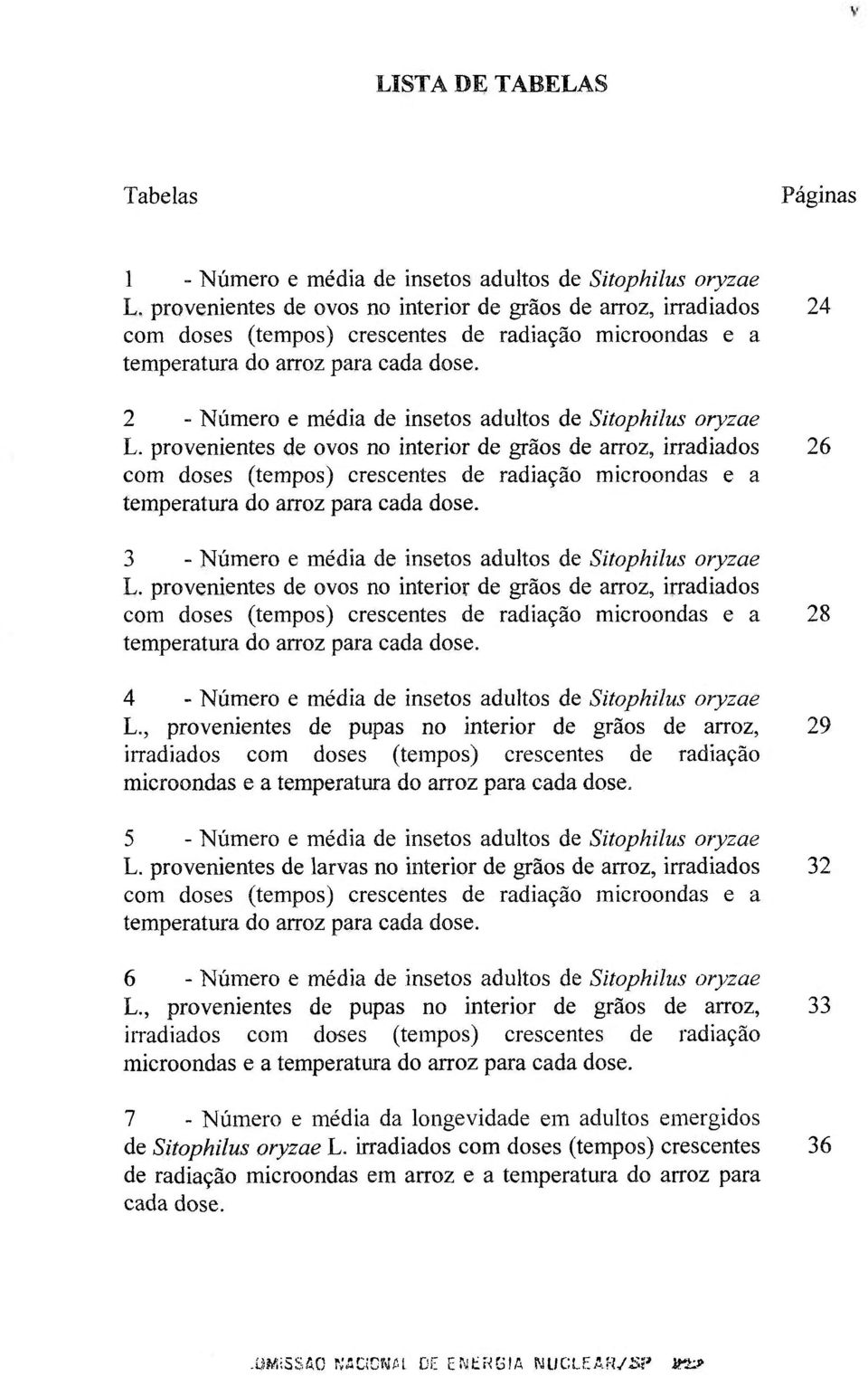 2 - Número e média de insetos adultos de Sitophilus oryzae L.