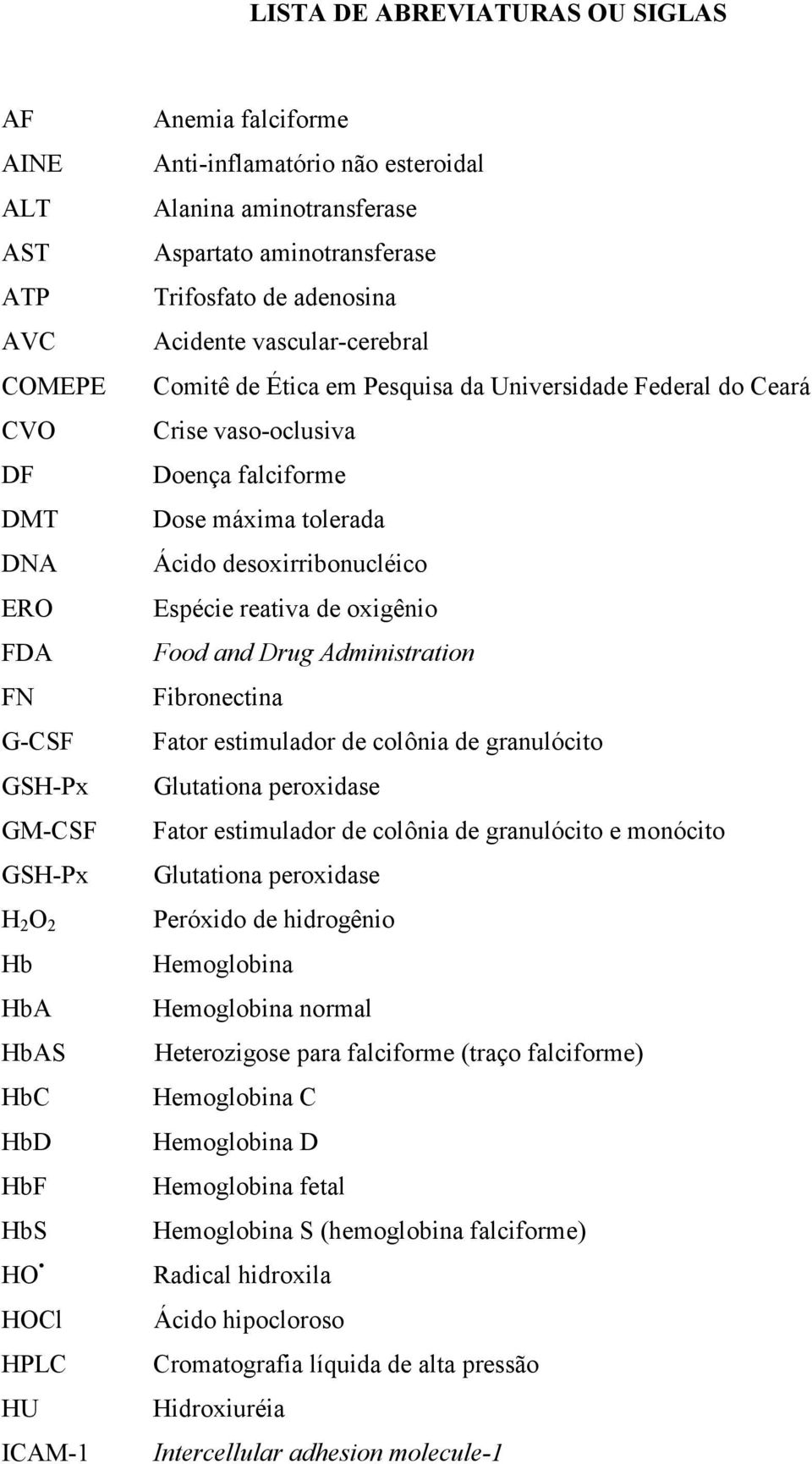 reativa de oxigênio FDA Food and Drug Administration FN Fibronectina G-CSF Fator estimulador de colônia de granulócito GSH-Px Glutationa peroxidase GM-CSF Fator estimulador de colônia de granulócito