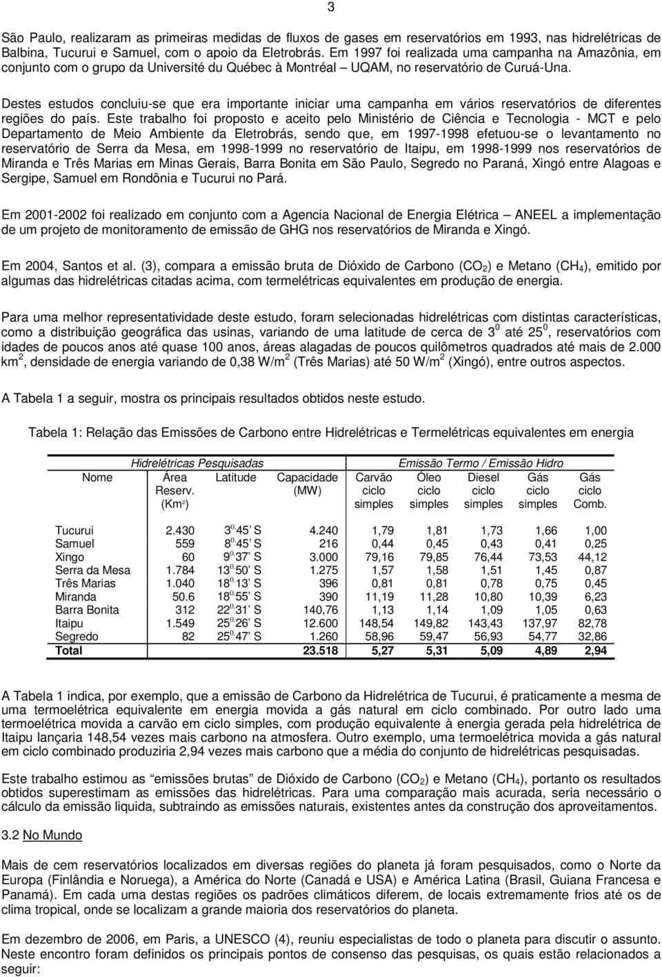 Destes estudos concluiu-se que era importante iniciar uma campanha em vários reservatórios de diferentes regiões do país.