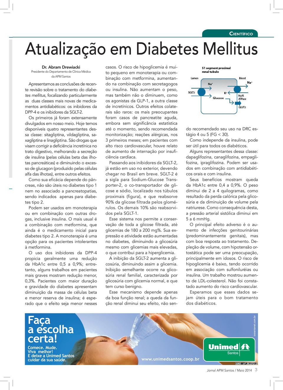 classes mais novas de medicamentos antidiabéticos: os inibidores da DPP-4 e os inibidores da SGLT-2. Os primeiros já foram extensamente divulgados em nosso meio.